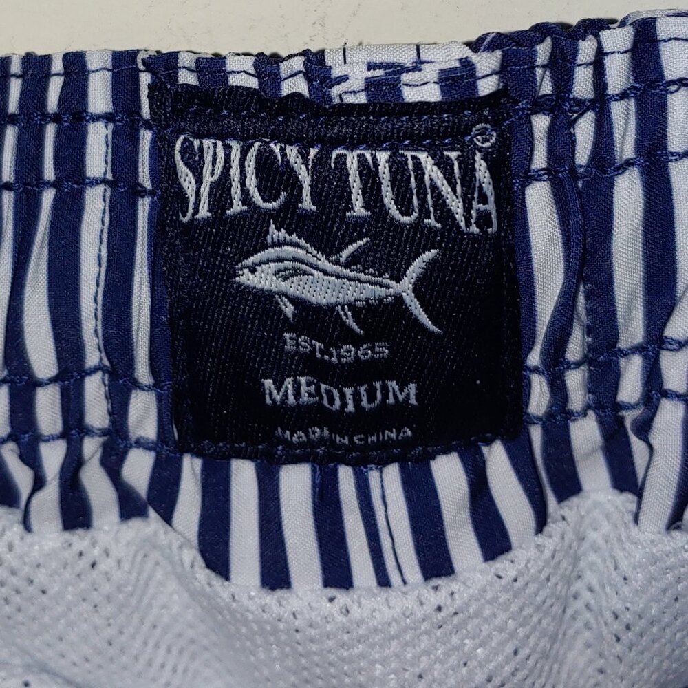 Spicy Tuna Trunks Size Medium Color Blocks Blue Red Fish Print - Picture 2 of 9